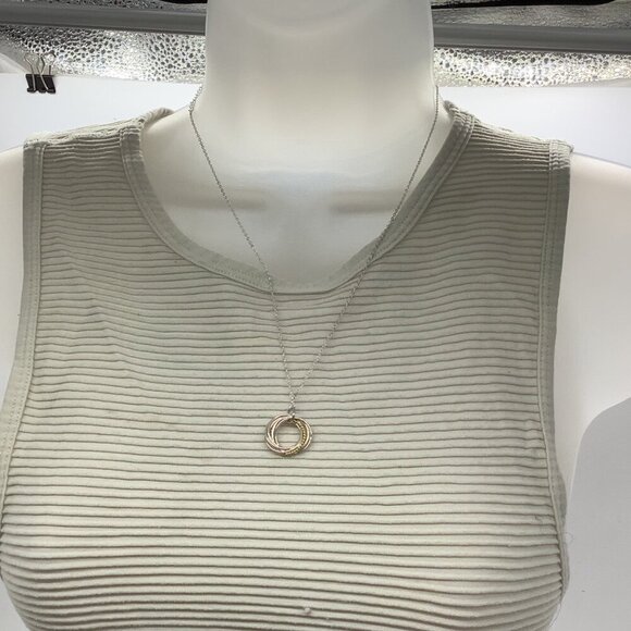 925 Sterling Silver 70th Birthday Necklace Pendant With Six Rings & One Gold Rin - Picture 3 of 16